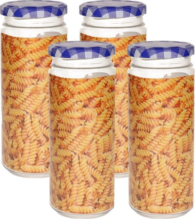 Plasticforte Weckpot/inmaakpot Classic - 4x - 650ml - kunststof - metalen draaideksel - blauw - D7 x H18 cm