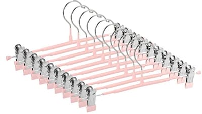 Dailygoods- Broekhangers Antislip - Verstelbare Clips - Ruimtebesparend - Kledinghangers Hout - 10 Stuks - 30 x 14 x 2 cm