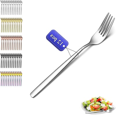 12-delige RVS Tafelvorken Set van 18,2 cm voor Thuisgebruik, Restaurants en Hotels, Vaatwasserbestendig