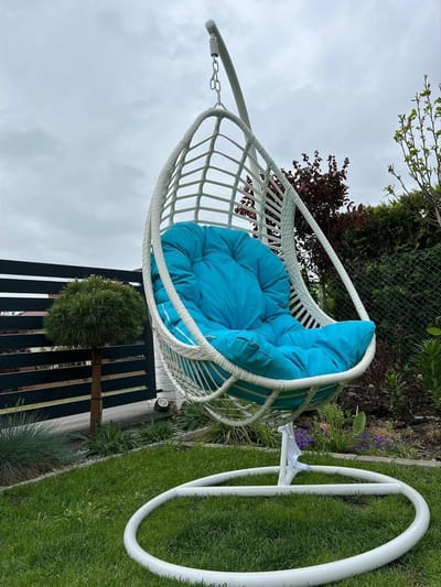 Hangstoel Technorattan - Balkonstoel Lounge - Buiten Ontspannen - Weerbestendig Design - 195 cm Hoog - Wit