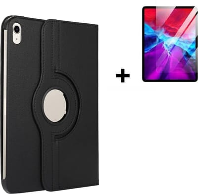 Pearlycase Hoeje Geschikt voor iPad Air 2020 hoesje - Air 2020 Screenprotector - 10.9 inch - Tablet Cover Case Zwart + Screenprotector
