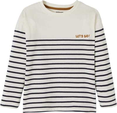 Vertbaudet Marine t-shirt voor jongens met fluwelen flocking op de borst