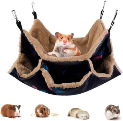 Zachte Hangmat voor Kleine Dieren - Drie Laags Bunk Bed voor Chinchilla, Cavia, Konijn en Fretten met Warme Pluche Glijbaan