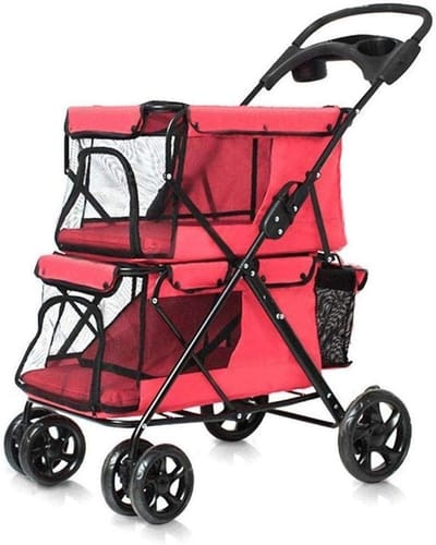Huisdieren Wandelwagen - Kat Hond Buggy - Comfortabel Vervoer - Opvouwbaar Lichtgewicht - Tot 20 kg - Zwart