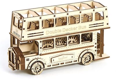 Dubbeldekker bus - 3D Puzzel met Handleiding - DIY - Miniatuur Modelbouw Hout Kinderen en Volwassenen - Houten bouwpakket - Assemblr