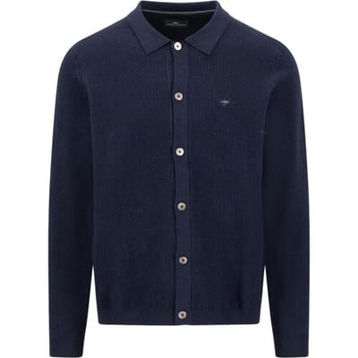 Fynch-Hatton Vest Buttoned Cardigan Allover Structure Navy / male