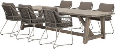Taranto Ravello dining tuinset 250x100xH76 cm 7 delig rope acacia
