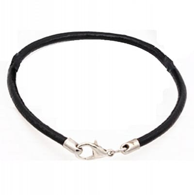Armbandje -(basis) -zwart -leatherlook- extra lang- 25 cm - Charme Bijoux