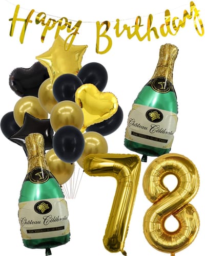 78 Jaar Verjaardag Cijferballon 78 - Feestpakket Snoes Ballonnen Pop The Bottles - Zwart Goud Groen Versiering