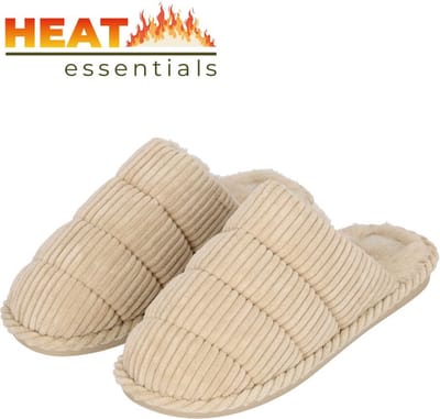 Pantoffels Dames 39 40 - Zand - Corduroy - Sloffen Dames Maat 39 40 - Gewatteerde Corduroy Pantoffels Dames