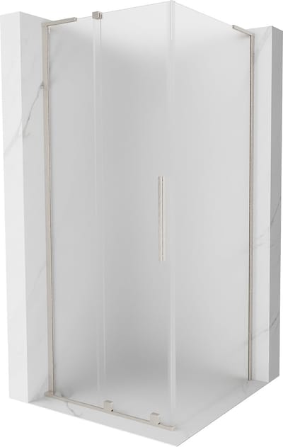 Mexen Velar L schuifbare douchecabine 90 x 90 , ijsglas, geborsteld nikkel - 871-090-090-33-97