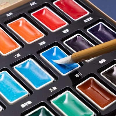 24 Pièces Pigments Peinture Chinoise Couleurs Assorties Séchage Rapide Haute Saturation Peinture Aquarelle pour Enfants Étudiants Débutants blue