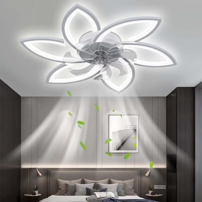 6 Sterren Plafondlamp Met Ventilator - Wit - Met Afstandsbediening - Smart lamp - Dimbaar Met App - 6 Standen Ventilator - Woonkamerlamp - Moderne lamp - Plafoniere