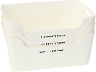 Opbergmanden 3.6L set van 3 witte - stapelbare opbergbakjes 24,6x16,9x10,4 cm - organizer en opbergbox - ideaal voor kasten en planken