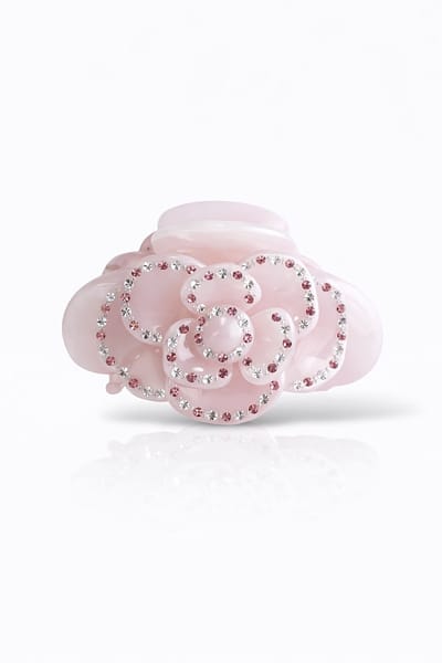 Haarclip roze met bloem – stevige clip voor dun & kort haar – trendy lente accessoire