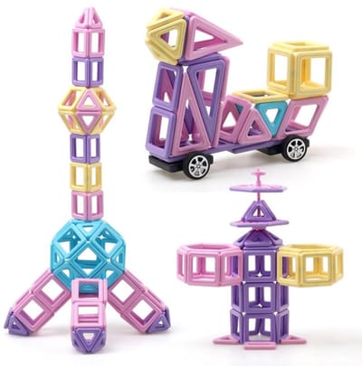 Daity 40 stuks - Magnetische bouwstenen speelgoed - magnetische bouwstenen voor kinderen tegels 3D set kasteel speelgoed tegels onderwijs - geschikt voor jongens en meisjes vanaf 3 jaar (willekeurige kleuren)