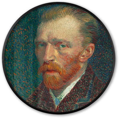 Poster in lijst Rond - Fotolijst 60x60 cm - Posters - Zelfportret - Vincent van Gogh - Ronde posterlijst zwart - Decoratie - Wanddecoratie woonkamer - Muurdecoratie slaapkamer