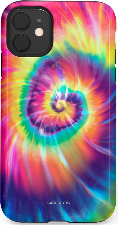 Casetastic hoesje geschikt voor Apple iPhone 11 - Dubbellaagse bescherming - Kleurrijke draaikolk - Fashion Case - Donkerblauw Roze Goud Lavendel