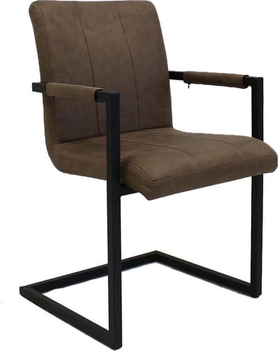 Eetkamerstoel - Taupe Microvezel - Metalen poten - Set van 1 - Zithoogte 46cm