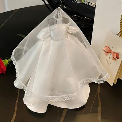 Kinderverjaardag Creatief Cadeau Mini Bruidsjurk Model Kleding Voor Poppen Elegante Bruidsjurk Outfit Accessoires Meisjes wit