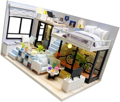 Poppenhuis Bouwpakket - Miniatuur Huis - Creatief Knutselen - Stimuleert Ontwikkeling - 23 x 16 x 14.5 cm - Multi