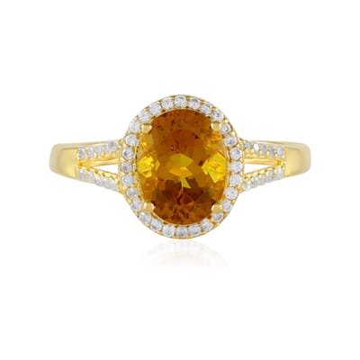 Cavill - Elegante Damesring 925 Sterling Zilver - Braziliaanse Scapoliet 1,48 ct & Tanzaniaanse Zirkonia 0,33 ct - Ovaal Geslepen Edelsteen