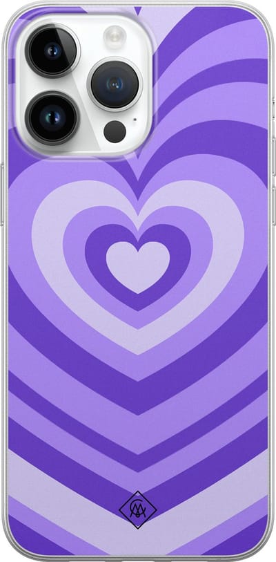 Casimoda® hoesje - Geschikt voor iPhone 14 Pro Max - Hart Swirl Paars - Siliconen/TPU telefoonhoesje - Backcover - Geometrisch patroon - Paars