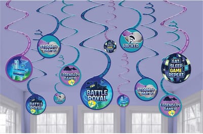 AMSCAN - 12 Battle royale spiraal hang decoratie 13 cm