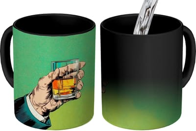 Magische Mok - Foto op Warmte Mokken - Koffiemok - Whisky - Glas - Hand - Groen - Magic Mok - Beker - 350 ML - Theemok