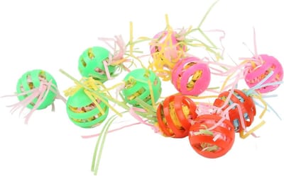 Vogel Foerageer Ballen - Papegaai Kauwspeelgoed - Vogels Vermaken - Hervulbaar met Bel - 10 stuks - Multicolor