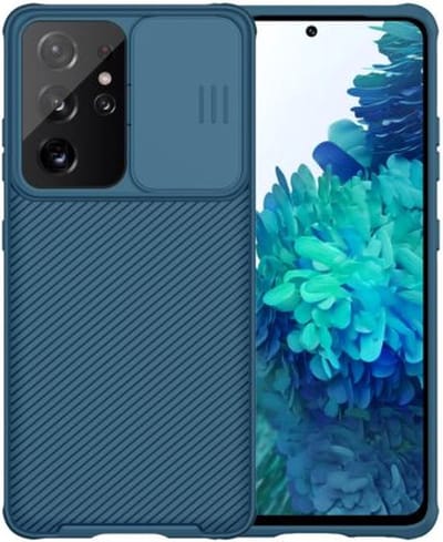 Geschikt voor Nillkin CamShield Samsung Galaxy S21 Ultra Hoesje Camera Slider Blauw