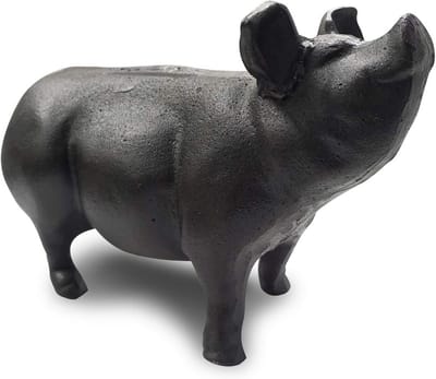 Decoratief Gietijzeren Varken - Zware Stenen Voetenstopper voor Binnen en Buiten, Zwart