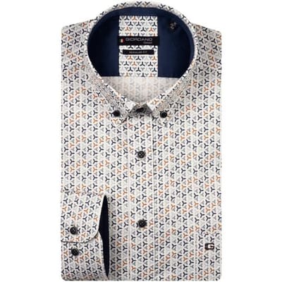 Giordano Overhemd Ivy Satin Stretch Mini Graphic Pattern Navy-Multi / male
