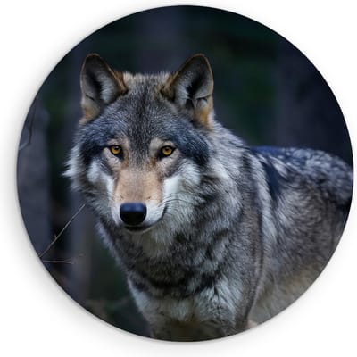 Saammp - Muurcirkel Hout - Wolf - Dieren - Natuur - Ø 90 - Wandcirkel - Wanddecoratie Cirkel - muurdecoratie Woonkamer - Slaapkamer decoratie - Rond Schilderij
