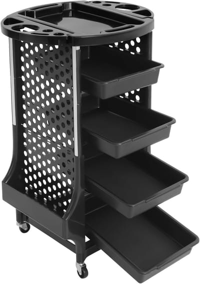 Kapperkar met 5 etages, mobiele salonwagen voor kappers en ziekenhuizen, 52 x 44 x 79 cm, praktische opbergoplossing, rollende opbergwagen voor diverse toepassingen