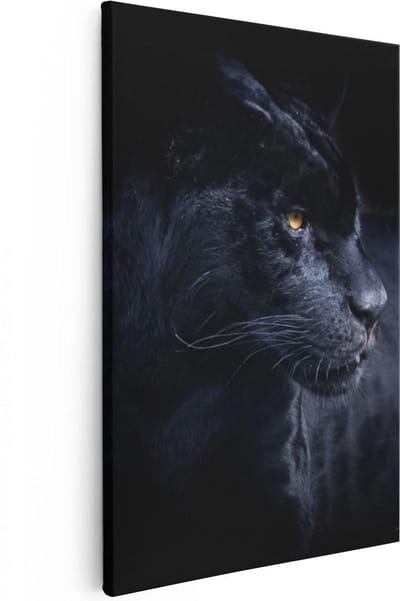 Artaza Canvas Schilderij Panter - 20x30 cm - Klein - Wanddecoratie Wilde Dieren - Muurdecoratie Woonkamer - Kamer Accessoires