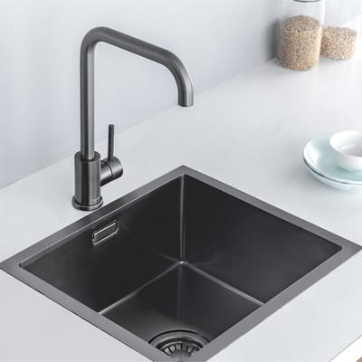LOMAZOO Spoelbak Antraciet / Gun Metal (45x40) - Spoelbak Keuken - Spoelbakken Keuken - Wasbak Keuken - RVS [LYNX]