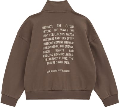 WE Fashion Jongens sweater met quarter-zip en print