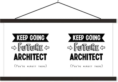 Posterhanger incl. Poster 60x30 cm - Schoolplaat - Architect - Onderwijs - Studeren - Studenten - Textielposter - Zwarte latten