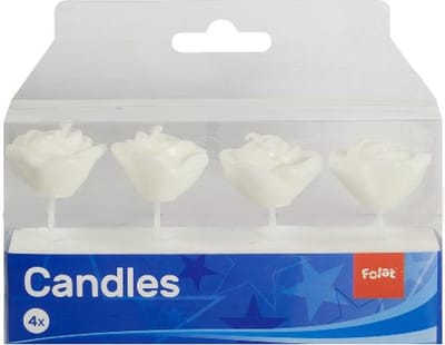 Folat - Rose Shaped Candles White /4