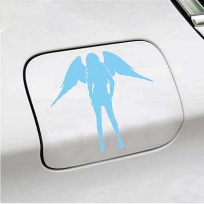 Bumpersticker - Dame Engel - 13 X 14 - Licht Blauw