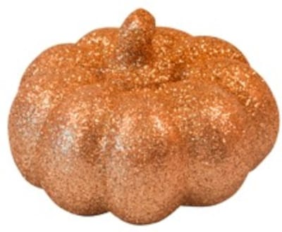 HOBI - Kleine oranje pompoen met glitter 6,5 cm