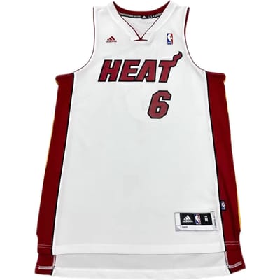 Adidas X NBA Samenwerking LeBron James Heat Nummer 6 Thuis V-hals Mouwloos Basketbalshirt Uniseks shirt Wit 7912A-331-K91382 S white