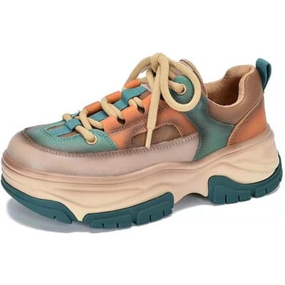 Lente Verkoop Dikke Zool Gemengde Kleuren Casual Schoenen Dames Comfort Retro Antislip Buiten Harajuku Stijl Dames Sneakers 38 brown