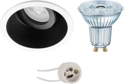 LED Spot Set - LEDVANCE Parathom PAR16 940 36D - Pragmi Zano Pro - GU10 Fitting - Dimbaar - Inbouw Rond - Mat Zwart/Wit - 3.4W - Natuurlijk Wit 4000K - Kantelbaar - Ø93mm