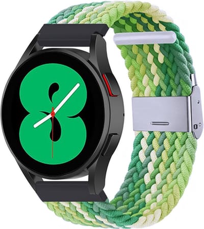 By Qubix - Braided nylon bandje - Groen / lichtgroen - Geschikt voor Xiaomi Mi Watch / Geschikt voor Xiaomi Watch 2 / Geschikt voor Xiaomi Watch S1 / S2 / S3 / S4 (47mm)