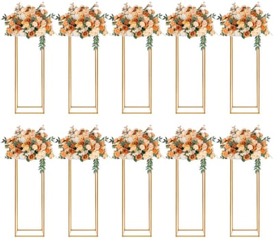 Verpakking met 10 metalen bloemenstandaards, 80 cm, goud, bruiloft, bloemenstandaard, geometrische bloemenvaas, tafel, middenstukken, bloemendisplay, rek voor bruiloft, feest, evenement