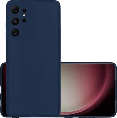 Hoesje - Geschikt voor Samsung Galaxy S23 Ultra - Sterk & Shockproof - Hoes Cover - Siliconen Case - Donkerblauw