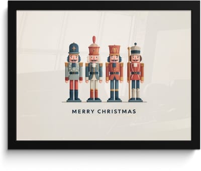 Poster in lijst - Fotolijst 40x30 cm - Posters - Notenkrakers - Minimalistisch - Kerst - Beige - Posterlijst zwart - Decoratie - Wanddecoratie woonkamer - Muurdecoratie slaapkamer - Kerstversiering - Kerstdecoratie voor binnen - Kerstmis