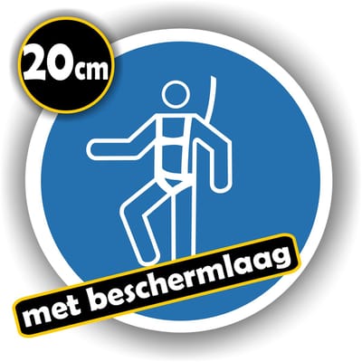 Jerma - Valbeveiliging verplicht - Sticker -ISO norm - Ø 20 cm - Weerbestendig - Zelfklevend - Vinyl